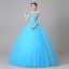 Traditional Pool Blue Prom Dresses 2019 Ball Gown Off-The-Shoulder Crystal Pearl Rhinestone Sequins Short Sleeve Backless Floor-Length / Long Formal Dresses