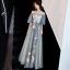 Chic / Beautiful Grey Evening Dresses  2019 A-Line / Princess Off-The-Shoulder Lace Flower Bow Short Sleeve Backless Floor-Length / Long Formal Dresses