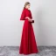 Chinese style Vintage / Retro Burgundy Evening Dresses  2019 A-Line / Princess High Neck 3D Lace Pearl Appliques Bell sleeves Floor-Length / Long Formal Dresses