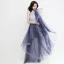Modern / Fashion Silver Grey Evening Dresses  2019 A-Line / Princess Scoop Neck Lace Sleeveless Cascading Ruffles Floor-Length / Long Formal Dresses