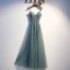 Chic / Beautiful Green Evening Dresses  2019 A-Line / Princess Spaghetti Straps Beading Sequins Rhinestone Sleeveless Backless Floor-Length / Long Formal Dresses