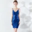 Sexy Couleur Unie Bleu Roi Robe De Fete 2019 Bretelles Spaghetti Paillettes Sans Manches Dos Nu Courte Robe De Ceremonie
