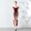 Scintillantes Bordeaux Robe De Soirée 2019 De l'épaule Paillettes Manches Courtes Dos Nu Asymétrique Robe De Ceremonie