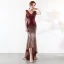 Scintillantes Bordeaux Doré Robe De Soirée 2019 Trompette / Sirène V-Cou Paillettes Sans Manches Dos Nu Asymétrique Robe De Ceremonie