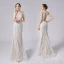 Sexy Champagne Lace Flower Wedding Dresses 2021 Trumpet / Mermaid Scoop Neck Sleeveless Backless Sweep Train Wedding