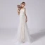 Charmant Champagner Brautkleider / Hochzeitskleider 2021 Meerjungfrau Spaghettiträger Perlenstickerei Spitze Blumen Ärmellos Rückenfreies Sweep / Pinsel Zug Hochzeit