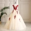 Classy Champagne Prom Dresses 2019 A-Line / Princess Scoop Neck Beading Crystal Lace Flower Sleeveless Backless Floor-Length / Long Formal Dresses