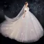 Charmant Ivoire Robe De Mariée 2019 Robe Boule De l'épaule Perlage Paillettes Manches Courtes Dos Nu Cathedral Train