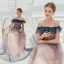 Glitzernden Rosa Abendkleider 2019 A Linie Off Shoulder Star Pailletten Kurze Ärmel Rückenfreies Lange Festliche Kleider