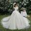 High-end Champagne Wedding Dresses 2019 Ball Gown Off-The-Shoulder Lace Flower Sleeveless Backless Royal Train