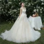 High-end Champagne Wedding Dresses 2019 A-Line / Princess V-Neck Beading Sequins Lace Flower Sleeveless Backless Chapel Train