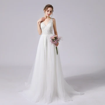 Elegant Elfenben Glitter Brudekjoler 2021 Prinsesse Beading V Hals Uten Ermer Ryggløse Feie Tog Bryllup