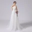 Elegant Ivory Glitter Wedding Dresses 2021 A-Line / Princess Beading V-Neck Sleeveless Backless Sweep Train Wedding
