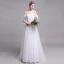 Chic / Beautiful White Beach Wedding Dresses 2019 A-Line / Princess Off-The-Shoulder Lace Flower Short Sleeve Backless Floor-Length / Long