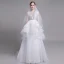 Haut de Gamme Blanche Robe De Mariée 2019 Princesse Encolure Dégagée Fait main Perlage Perle En Dentelle Fleur Paillettes Manches Courtes Volants en Cascade Tribunal Train