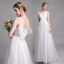 Chic / Belle Champagne Plage Robe De Mariée 2019 Princesse Bretelles Spaghetti En Dentelle Fleur Sans Manches Dos Nu Train De Balayage