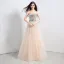 Sparkly Champagne Ballkjoler 2018 Prinsesse Beading Paljetter Krystall Kjæreste Ryggløse Uten Ermer Lange Formelle Kjoler