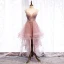 Chic / Belle Perle Rose Robe De Cocktail 2019 Princesse Bretelles Spaghetti Perlage Paillettes En Dentelle Fleur Sans Manches Dos Nu Asymétrique Robe De Ceremonie
