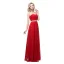 Enkel Rød Chiffon Selskapskjoler 2018 Empire Kjæreste Uten Ermer Rhinestone Sash Lange Buste Ryggløse Formelle Kjoler