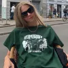 Fashion Dark Green Summer Casual Letter Graphic Printing Cotton Loose T-Shirts 2021 Scoop Neck Short Sleeve Women's Tops T-shirt