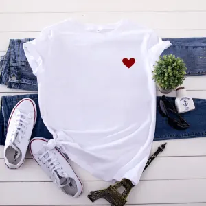 Sommar Casual Vita Hj Ärtformig Utskrift Lösa T Shirts 2021 Bomull Urringning Korta Ärm Damtoppar T Shirt