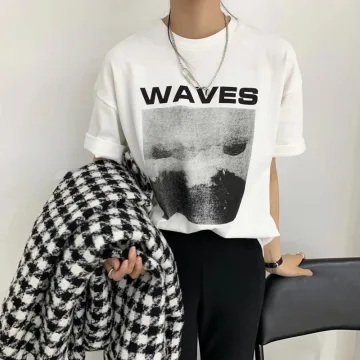 Été Blanche Impression Ample T Shirts 2021 Encolure Dégagée Coton Hauts Pour Femmes