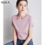 Simple OL Désinvolte Lavande Ordinaire T-Shirts 2021 Encolure Dégagée Coton Manches Courtes Hauts pour Femmes T-shirt