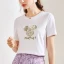 Fashion White Cartoon Printing Regular T-Shirts 2021 Cotton Scoop Neck Short Sleeve Women Women's Tops T-shirt
