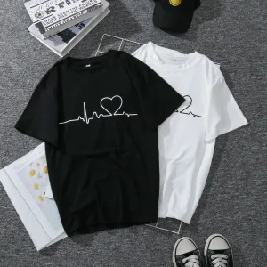 Casual Sommar Lösa Svarta Hj Ärtformig T Shirts 2021 Bomull Urringning Korta Ärm Damtoppar T Shirt