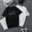 Désinvolte Été Ample Noire Forme de coeur T-Shirts 2021 Coton Encolure Dégagée Manches Courtes Hauts pour Femmes T-shirt