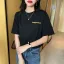 Summer Street Wear Casual Black Loose T-Shirts 2021 Cotton Scoop Neck Short Sleeve Women's Tops T-shirt