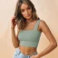 Sexy Fashion Summer Sage Green Street Wear Outdoor Sports Gymnasium Tight  Women Tank 2021 Square Neckline Sleeveless Women's Tops Sweatshirts
