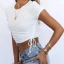 Sexy White Summer Street Wear Outdoor Sports Gymnasium Tight  Women Tank 2021 Scoop Neck Short Sleeve Sweatshirts