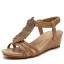 Roman Fashion Brown Summer Street Wear Beach Rhinestone Womens Sandals 2021 T-Strap 5 cm Wedges Open / Peep Toe Sandals High Heels