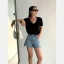 Summer Casual Loose Black Solid Color T-Shirts 2021 Cotton Scoop Neck Short Sleeve Women's Tops T-shirt