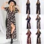 Summer Black Street Wear Beach Floral Maxi Dresses 2021 V-Neck Short Sleeve Women Dresses