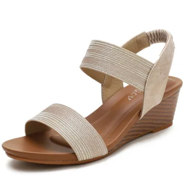 Mode Goud Straatkleding Enkelband Sandalen Dames 2021 5 Cm Sleehakken Peep Toe Sandalen