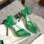 Fashion Summer Green Street Wear Womens Sandals 2021 Pierced Ankle Strap Square Toe 8 cm Stiletto Heels Sandals High Heels