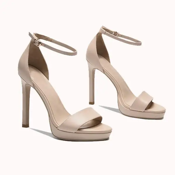 Chic / Beautiful Nude Summer Cocktail Party Evening Party Womens Sandals 2021 Ankle Strap 12 cm Stiletto Heels Open / Peep Toe Sandals High Heels