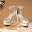 Charmant Blanche Faux Diamant Chaussure De Mariée 2021 Cuir Bride Cheville 12 cm Talons Aiguilles Peep Toes / Bout Ouvert Chaussure De Mariée Talons Hauts