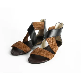 Roman Black Casual Summer Flat Womens Sandals 2021 Braid X Strap Open Peep Toe Sandals