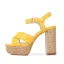 Fashion Yellow Street Wear Womens Sandals 2021 Ankle Strap 10 cm Thick Heels Open / Peep Toe Womens Sandals High Heels