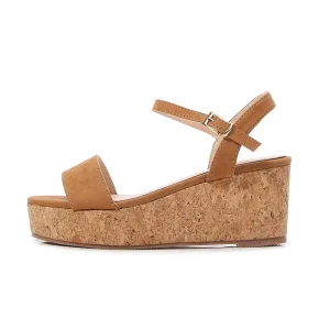 Roman Brown Street Wear Summer Womens Sandals 2021 Ankle Strap Waterproof 6 Cm Wedges Open Peep Toe Sandals High Heels