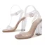Transparent Sexy Summer Beige Street Wear Womens Sandals 2021 Ankle Strap 10 cm Stiletto Heels Open / Peep Toe Sandals High Heels