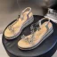 Fashion Gold Street Wear Rhinestone T-Strap Flat Womens Sandals 2021 Open / Peep Toe Sandals