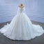 Luxury / Gorgeous High-end Ivory Glitter Beading Crystal Rhinestone Wedding Dresses 2021 Ball Gown High Neck Appliques Sequins 3/4 Sleeve Royal Train