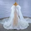 High-end Charming White Watteau Train Wedding Dresses 2021 Trumpet / Mermaid Scoop Neck Beading Pearl Sequins Lace Flower Sleeveless Chapel Train Wedding