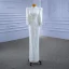 High-end Ivory Corset Wedding Dresses 2021 Trumpet / Mermaid High Neck Beading Pearl Sequins 3/4 Sleeve Floor-Length / Long Wedding