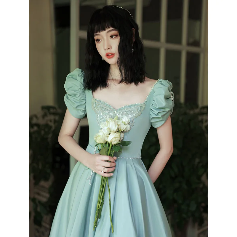 green emerald velvet dress Short Sleeve Dark Green Homecoming Dresses Cheap Mid Length Prom Dress –  SheerGirl main image 0