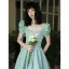 Chic / Beautiful Mint Green Homecoming Graduation Dresses 2021 A-Line / Princess Square Neckline Beading Pearl Ruffle Short Sleeve Backless Floor-Length / Long Formal Dresses